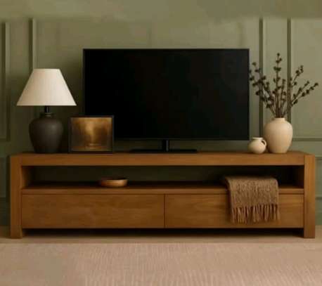 Wooden TV Stand with slated Doors and Drawers image 10