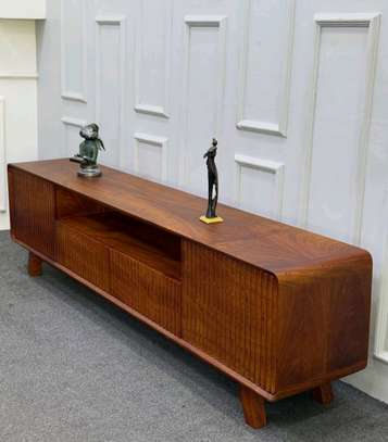Wooden TV Stand with slated Doors and Drawers image 7