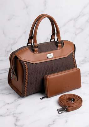 Elegant Purple Handbag Set with Wallet & Strap image 5