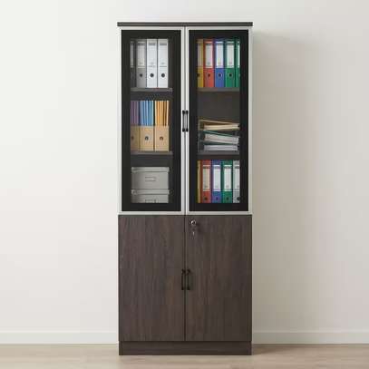 Wooden Half Glass 2 Door Storage Cabinet image 12