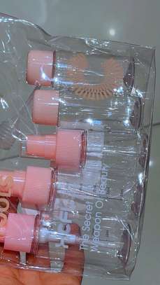 Premium 5-in-1 Clear Travel Bottle Set with Pink Pumps image 2