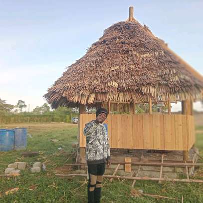 Natural Thatch Gazebo Wooden Poles Spacious Shade image 7