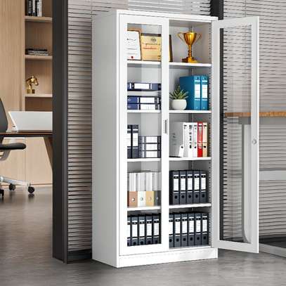 2-Door Glass Steel Frame Modern Storage Cabinet image 5