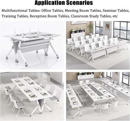 White Compact Foldable Computer Office Desk image 4