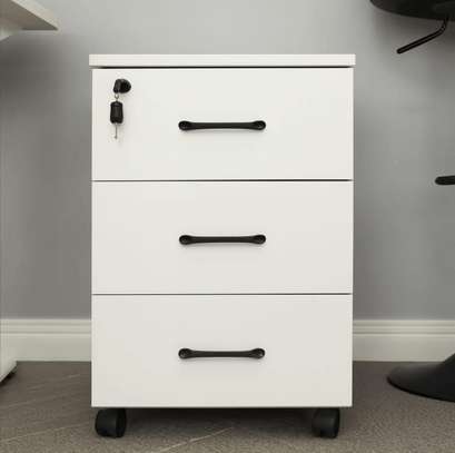 White 3 Drawer Wooden Pedestal Cabinet image 11