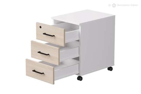 White 3 Drawer Wooden Pedestal Cabinet image 2