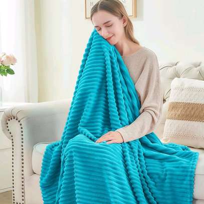 Cozy Black Plush Throw Blanket Ribbed Pattern image 5