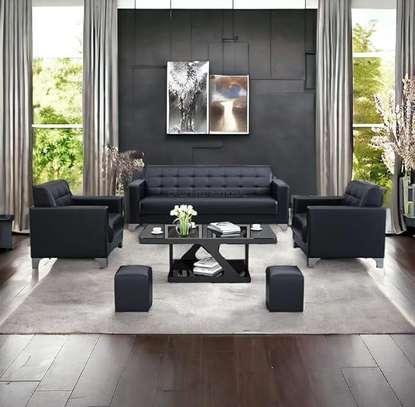 5 Seater Leather Reception Office Sofa image 4