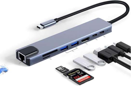 USB C Hub 8-in-1 Type C, For Laptops, Tablets, Smartphones image 3