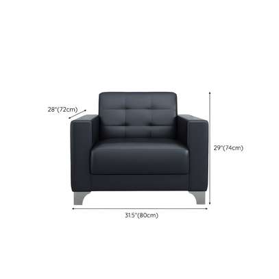 Office Sofas: Black Leather Office Lounge Sofa image 8