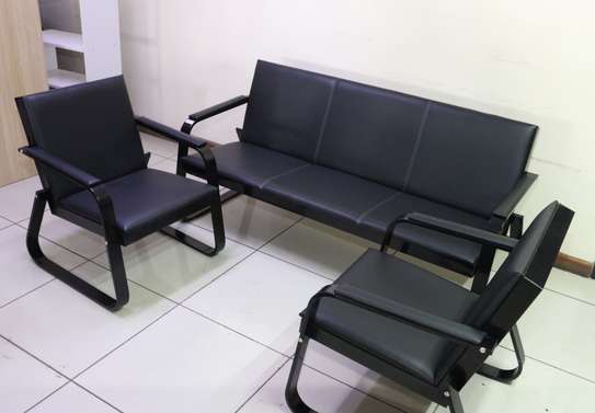 Leather Reception 5 Person Office Sofa image 15