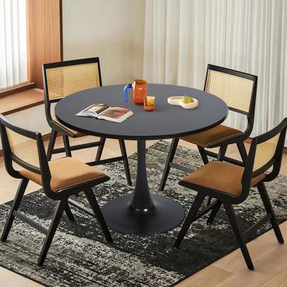 31.5” Black Round Dining Table with Tulip Base image 7