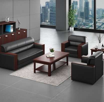Leather 5 Seater Waiting Office Sofa image 10