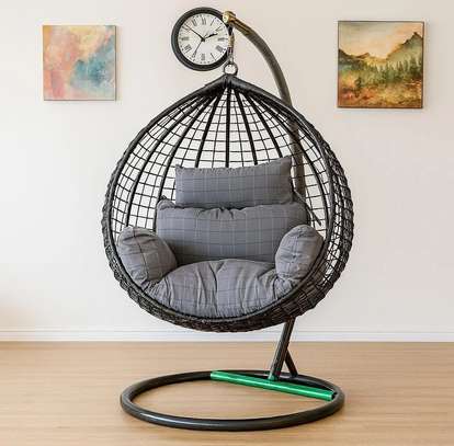 Metallic Base Rattan Outdoor Swing Chair image 3
