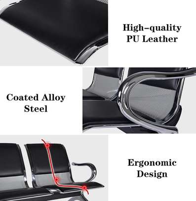 3 Person Leather Reception Office Bench image 6