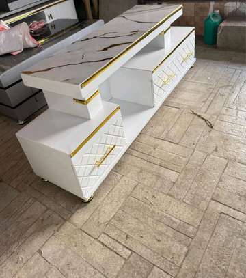 Black/white and gold with marble top 5fts length TV Stand image 2