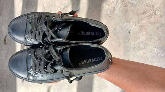 Black leather converse image 2