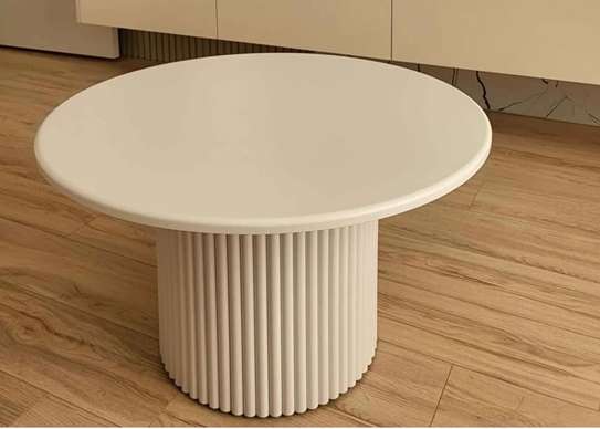 Modern White Side Tables Set of 2 with Ribbed Bases image 2