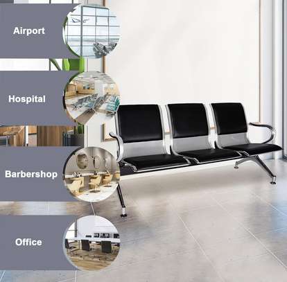 3 Person Leather Reception Office Bench image 4