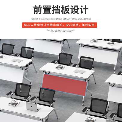 White Modern Foldable Conference Office Table image 3