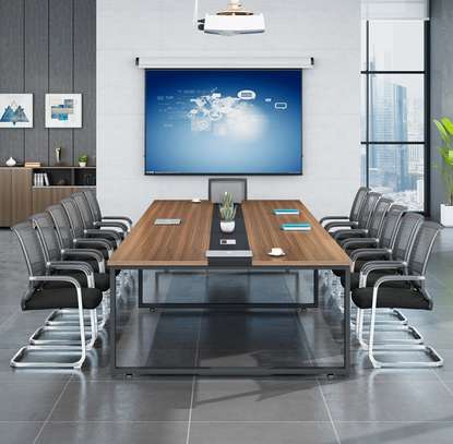 Metal Frame Wooden 2.4m Modern Office Conference Table image 4