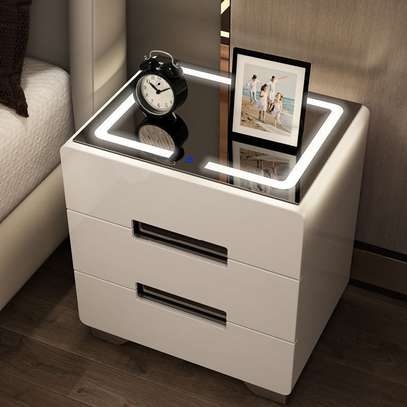 Smart Bedside Table with LED Lighting and Wireless Charging image 2