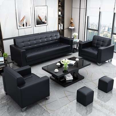 5-Seater Office Black Sofa Set image 5