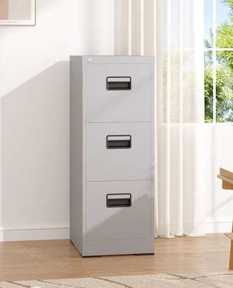 Office Cabinet; Three Lockers Gray Cabinet image 5