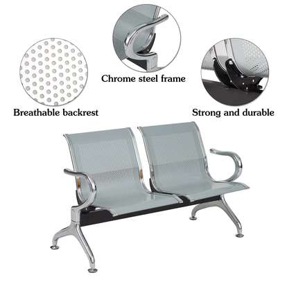 Metal 2 Person Waiting Office Bench image 2
