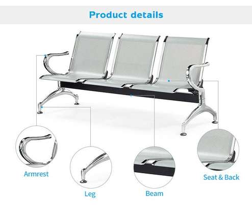 3-Link Metallic Waiting Room Bench image 5