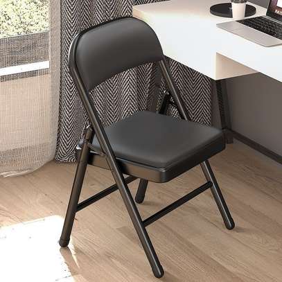 Sturdy Black Folding Chair Cushioned Seat image 3