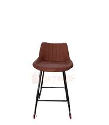 Brown Leather Non-Adjustable Counter Bar Stool image 11