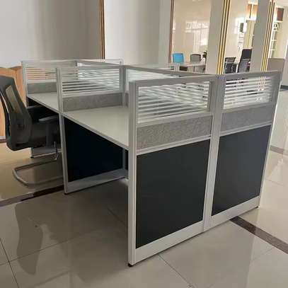 Office Desk: Grey 4-Person Office Workstation image 4
