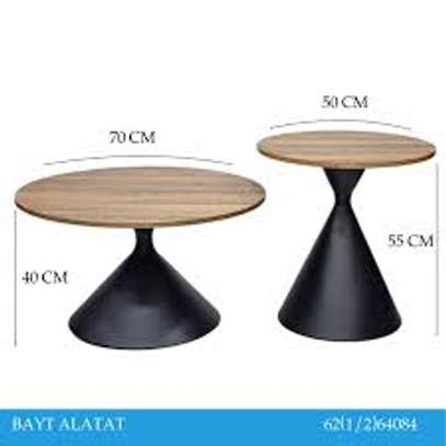 2 Pcs Brown Wooden Tops Living Home Coffee Table Set image 10