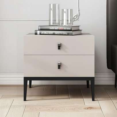 Modern White Bedside Table with 2 Drawers image 2