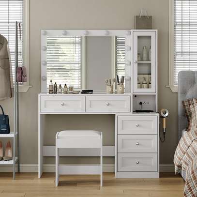 43" Wide Vanity Desk with Mirror, 11 Lights & 5 Drawers image 2