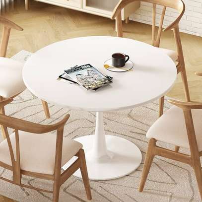 Dining Table; 1200MM White Round Marble Dining Table image 3