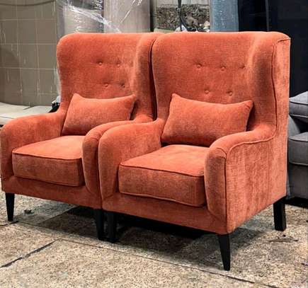 Set of 2 Armchairs with Cushions and Wooden Legs image 7