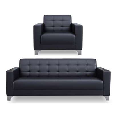 Office Sofa; Black Leather Meeting Sofa Set image 2