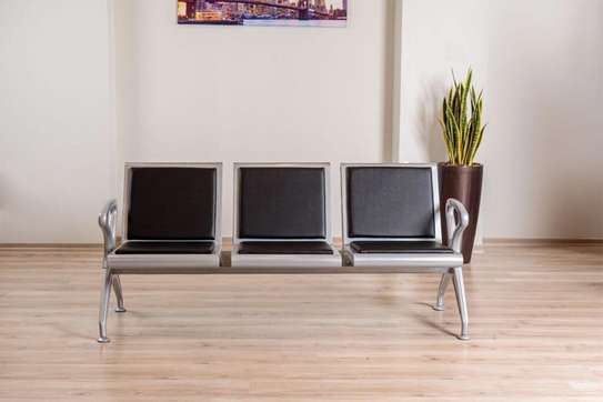 Office Bench; Leather Padding Classic Reception Bench image 5