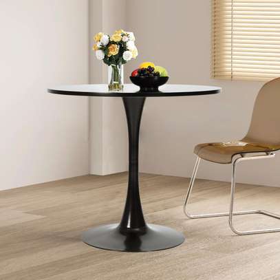 31.5” Black Round Dining Table with Tulip Base image 5