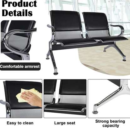 Black PU Padded Reception Bench image 3