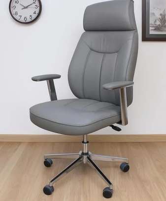 Office Chair; Grey Leather Office Chair image 8