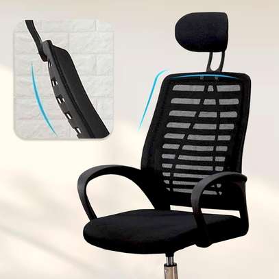 Office Chair: Mesh, Adjustable With Headrest, Charcoal Black image 4
