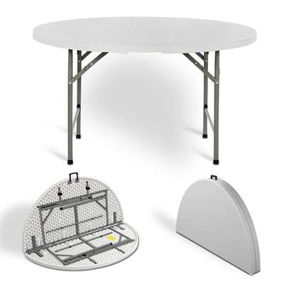 Foldable table: White round foldable training table image 5