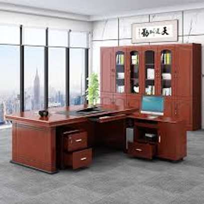 2 M L Shaped Mahogany Executive Office Desk image 4