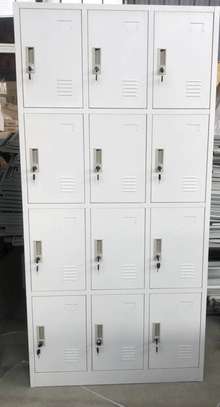OFFICE CABINET: 12 Locker White Metal Cabinet image 3