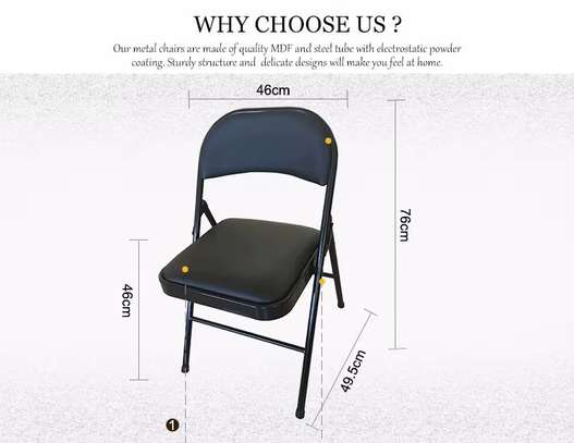 Black Leather Foldable Study Office Chair image 9