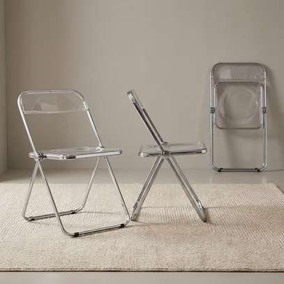 Armless Clear Foldable Plastic Chair image 3