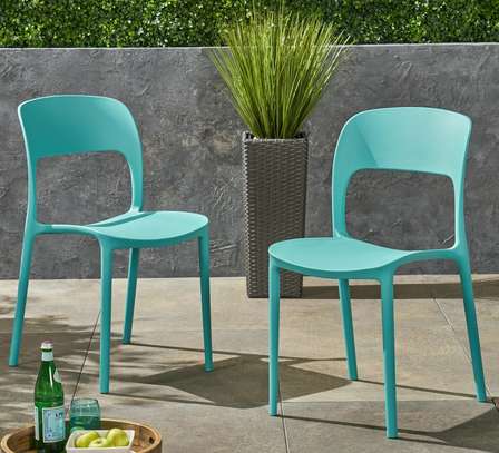 Plastic chair: Green Plastic Armless Outdoor Chair image 2